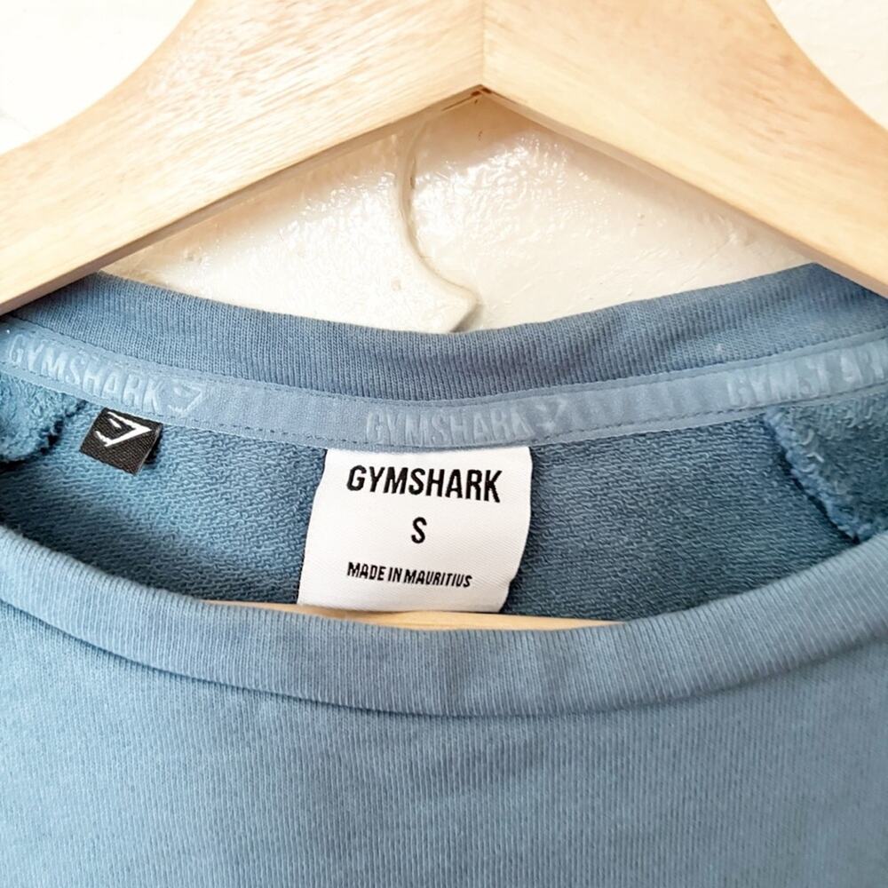 Gymshark Blue Cotton Cropped T-Shirt Short Sleeve Crewneck Tee Size S Small - Picture 3 of 5
